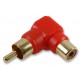 Red 90 Degree RCA Phono Plug to RCA Phono Socket Inline Coupler / Adaptor - Pack of 2